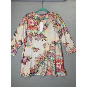 Soft Surroundings Lalema Sublimation Boho Floral Tunic Top Women Size Large